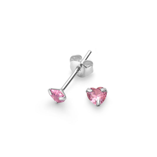 Silverörhänge Rosa Hjärta CZ