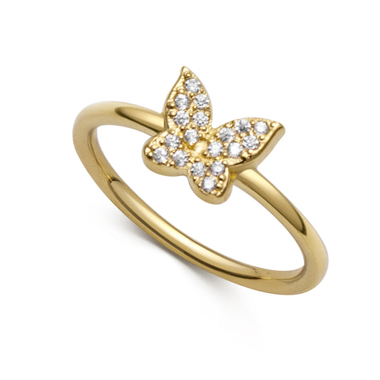 Silverring Förgylld Fjäril