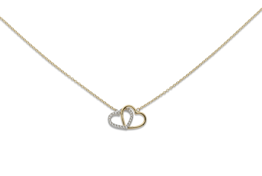 Guldhalsband Hjärtan Tvåfärgat