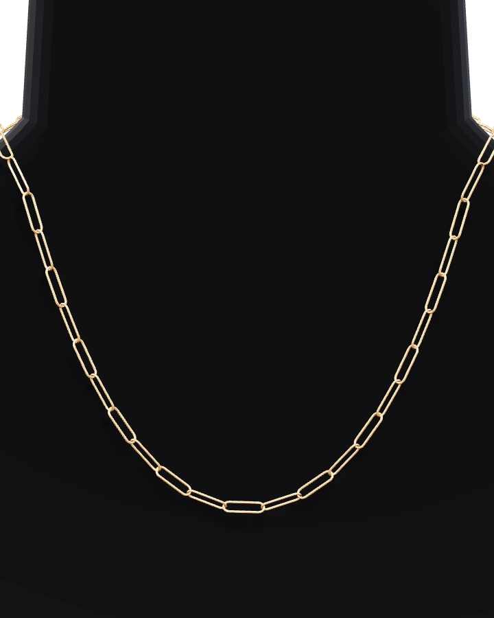 Guldhalsband Paperclip, hel kedja, 50 cm