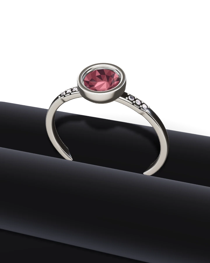 Guldring Rodolit Diamanter Vitguld