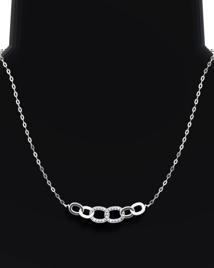 Silverhalsband Länkar CZ