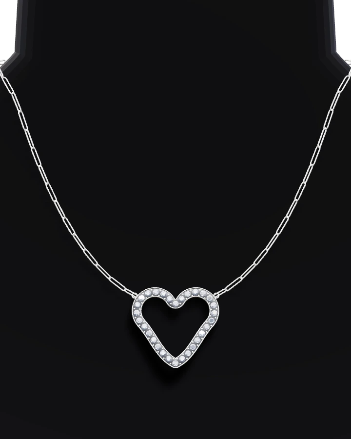 Silverhalsband Öppet Hjärta Paperclip CZ