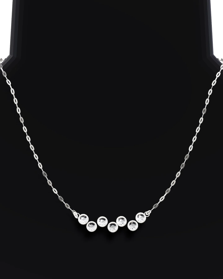 Silverhalsband Sju Stenar Sicksack CZ