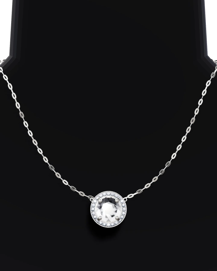 Silverhalsband Solitär med Krans CZ