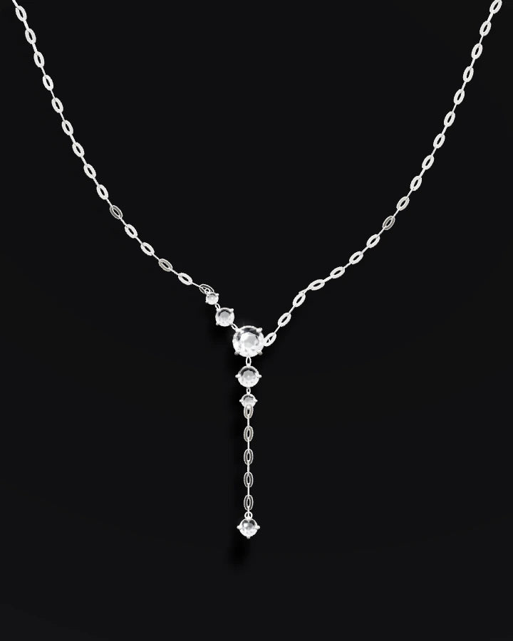 Silverhalsband Y-form Klofattade Stenar CZ