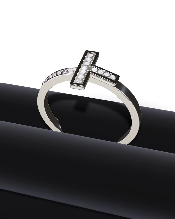 Silverring Kors CZ