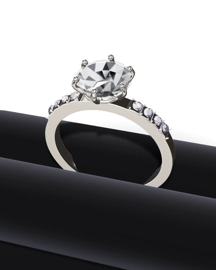 Silverring Solitär med Sidostenar CZ