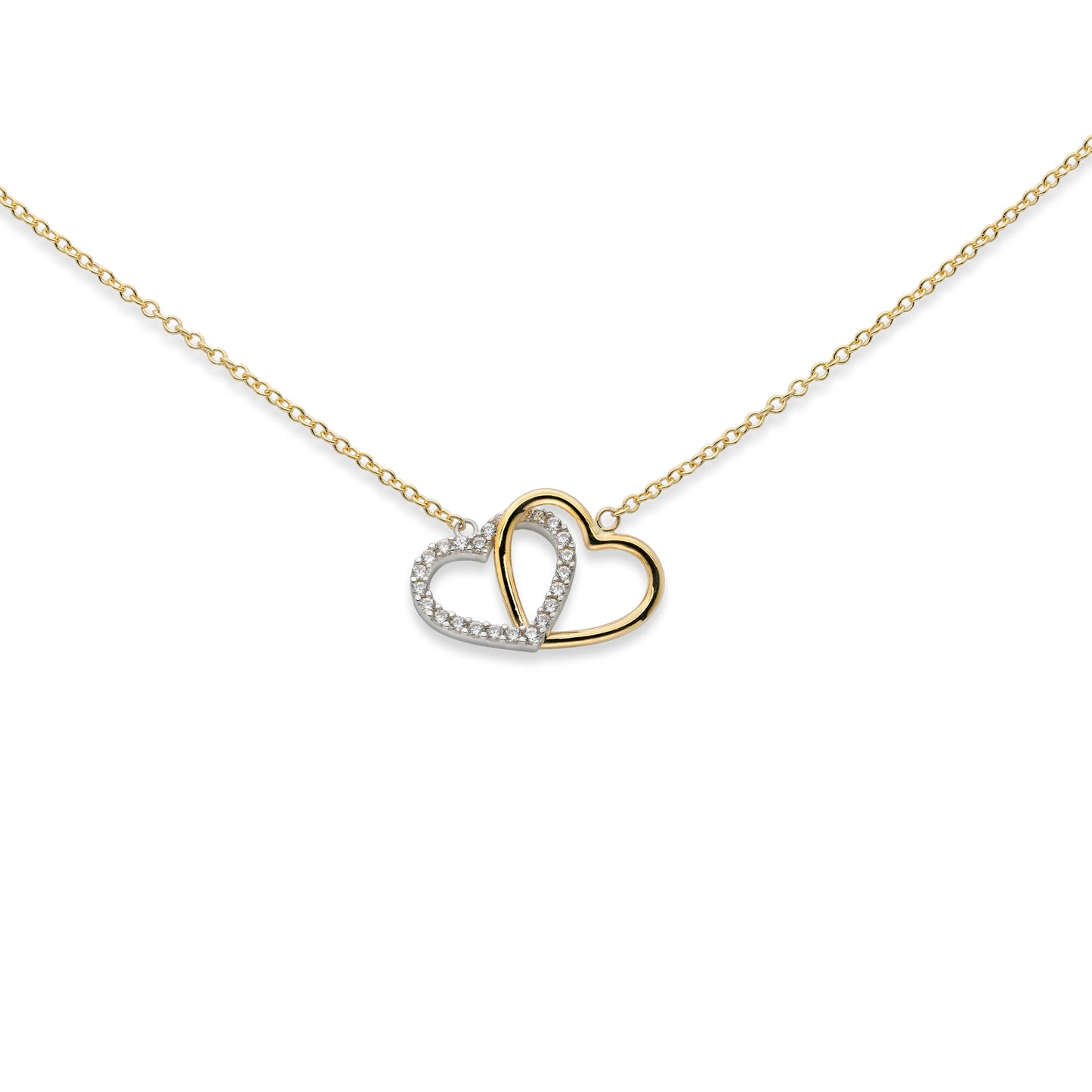 Collier 18k 2F cz 2hjärtan