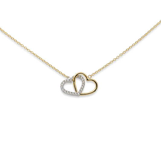 Collier 18k 2F cz 2hjärtan