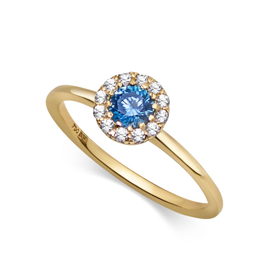 Gold ring 18k Cubic Zirconia Blue