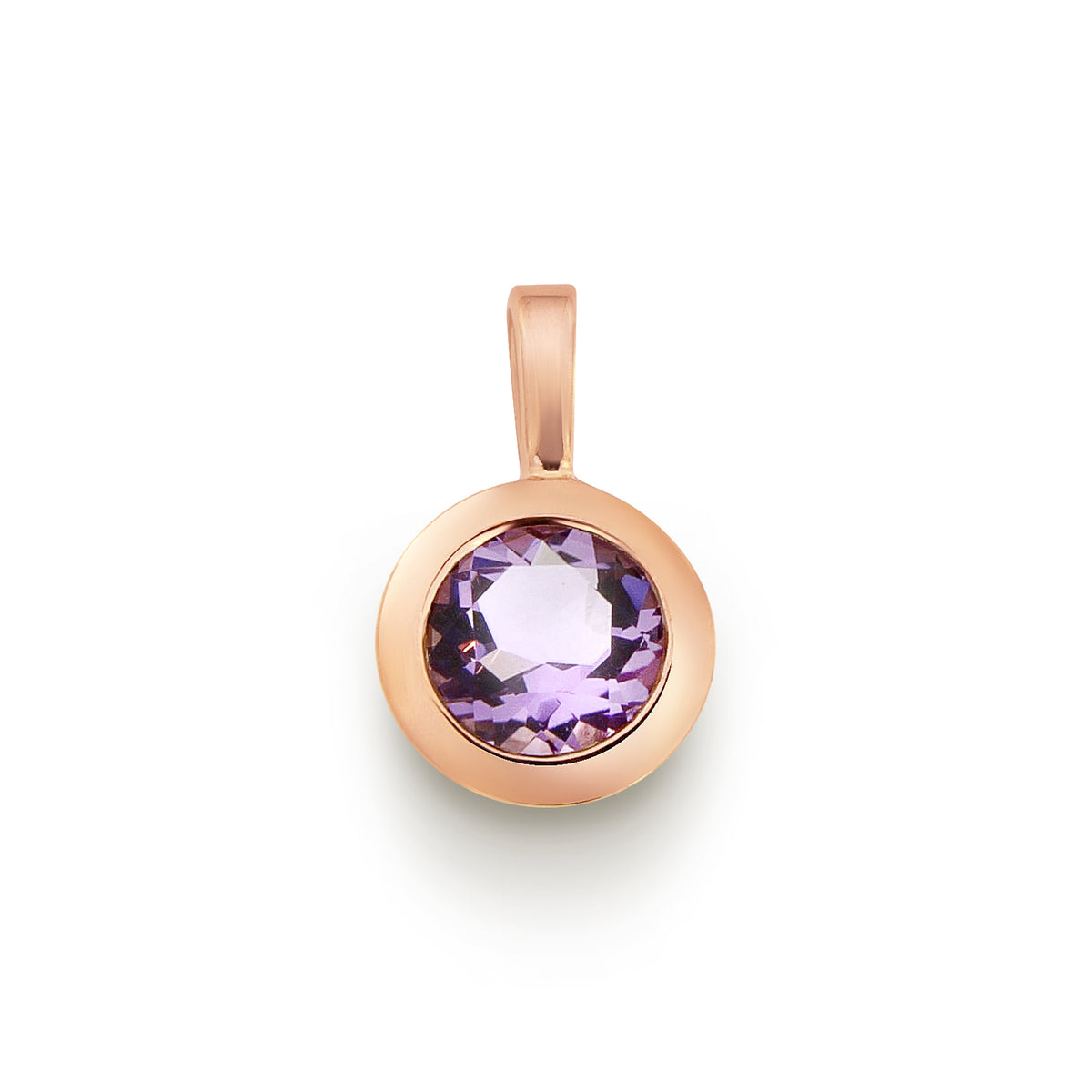Guldberlock Rund Ametist Roséguld