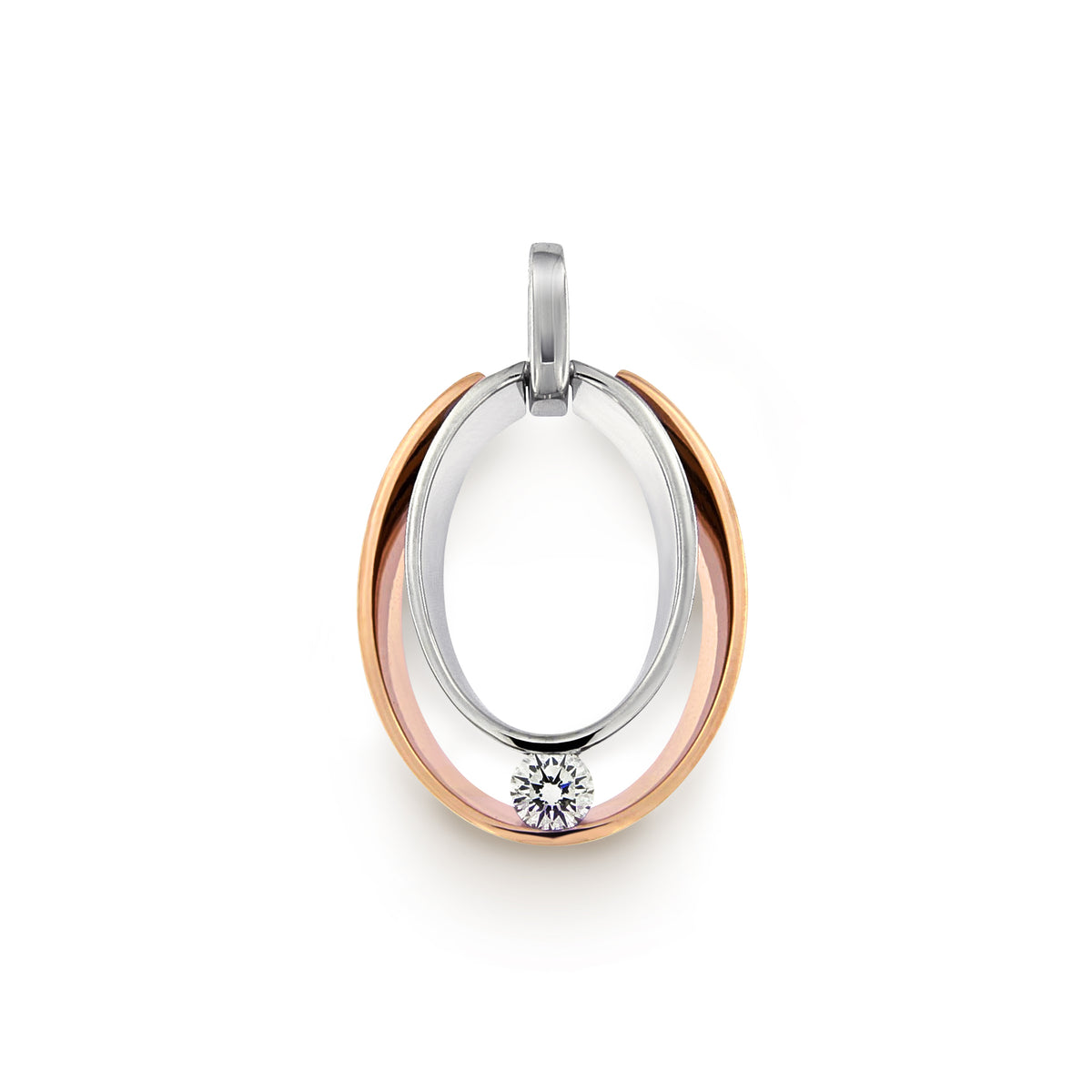 Guldberlock Oval Diamant Tvåfärgat