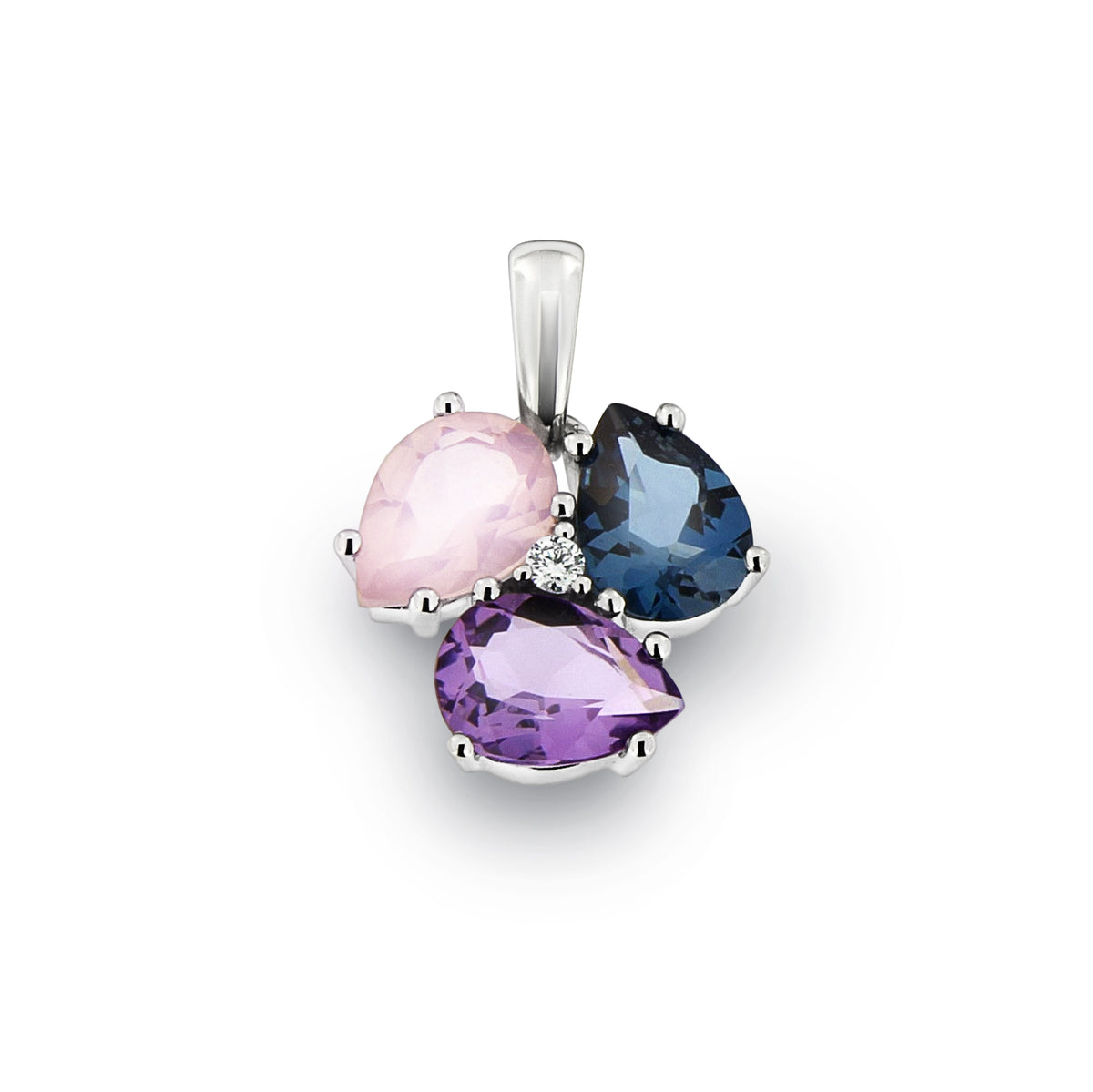 Guldberlock Färgstenar Diamant Vitguld