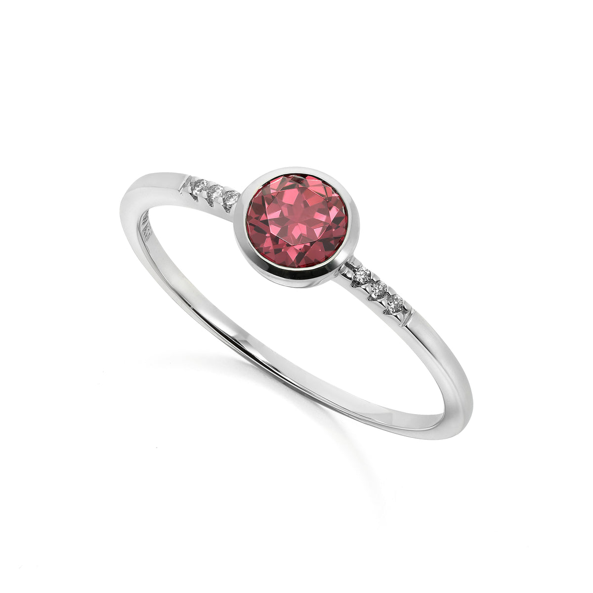 Guldring Rodolit Diamanter Vitguld