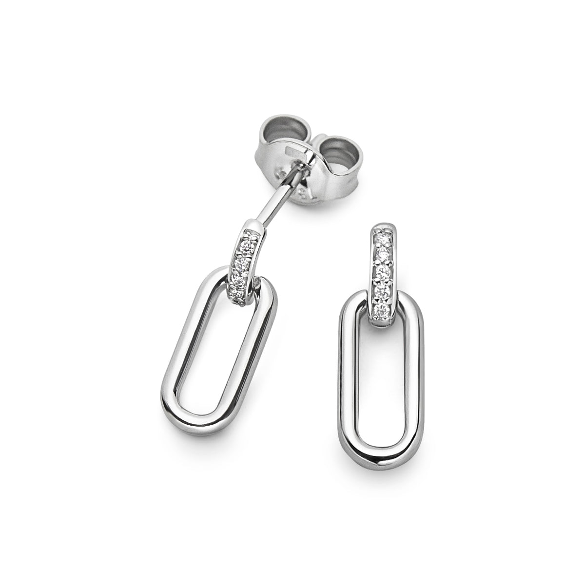 Guldörhänge Paperclip Diamanter Vitguld