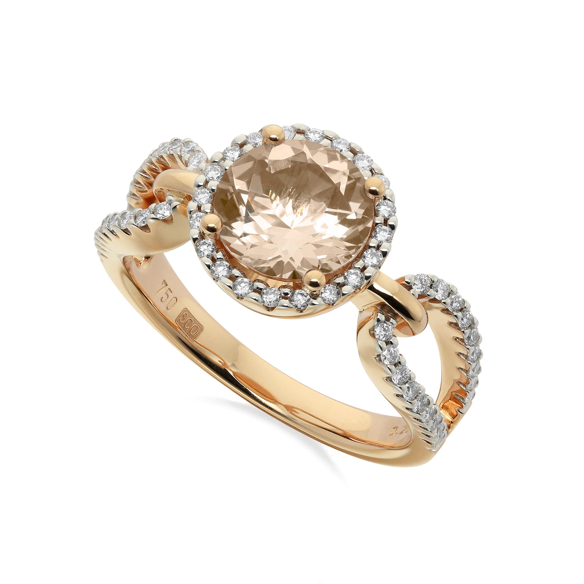 Guldring Morganit Öglor Diamanter Roséguld