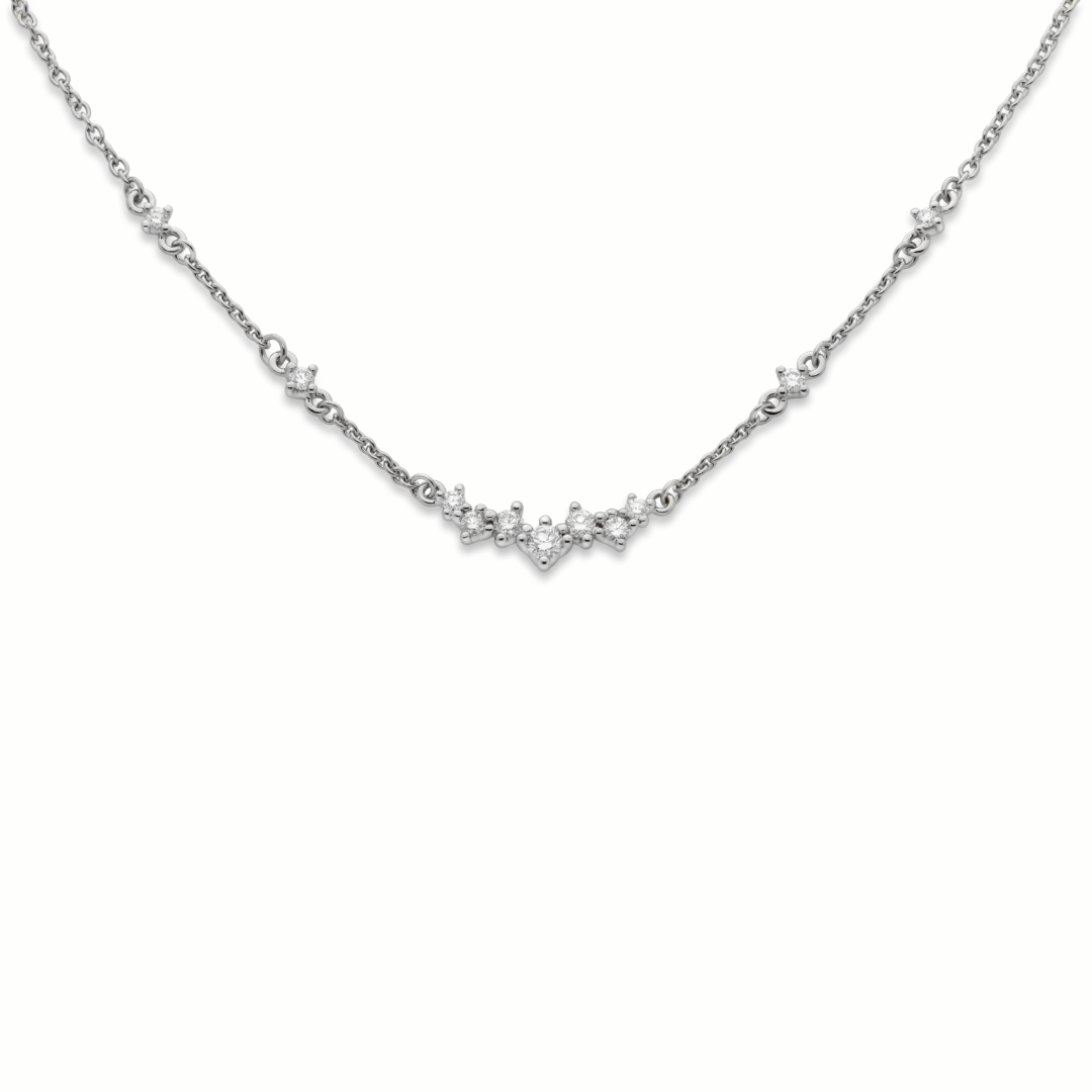 Guldhalsband Stenrad Diamanter Vitguld