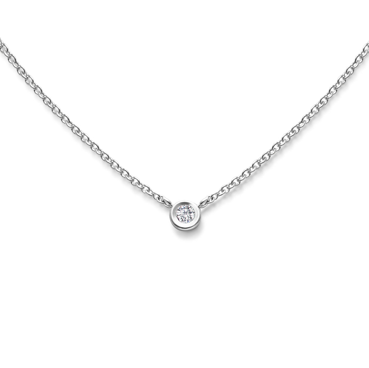 Guldhalsband Solitär Diamant Vitguld