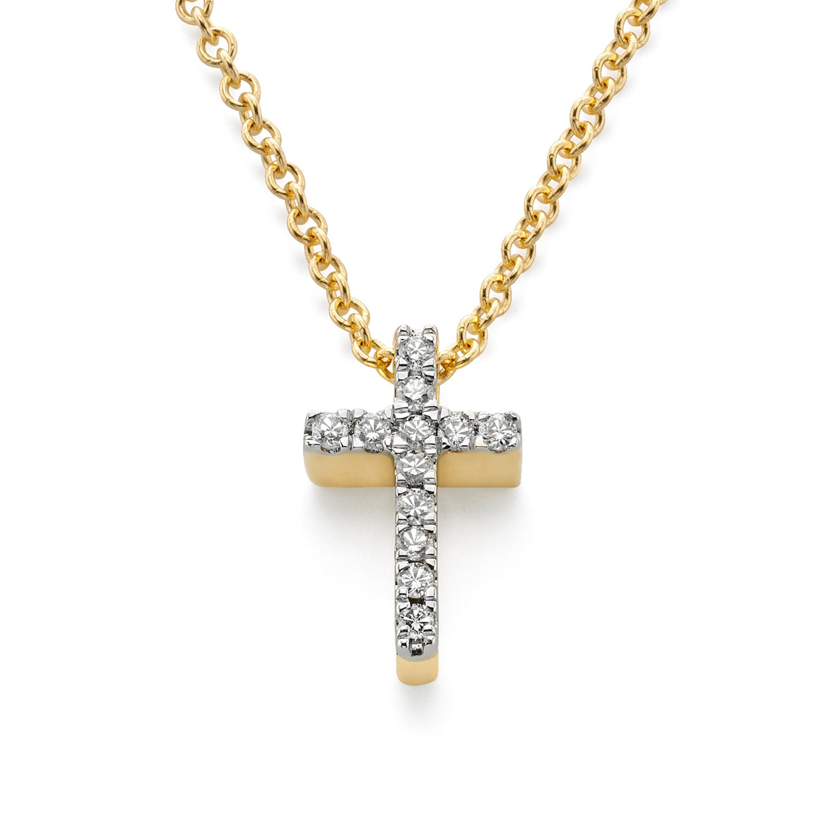 Guldhalsband Kors Diamanter