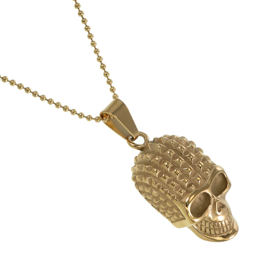 Steel necklace Gold-plated skull