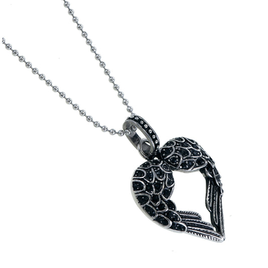 Steel necklace Black Heart