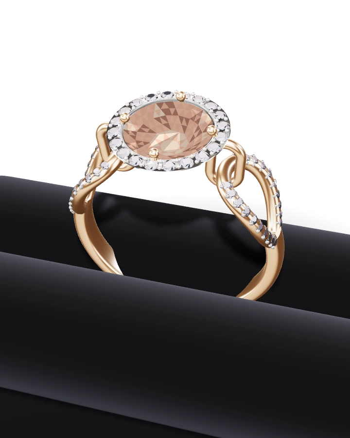 Guldring Morganit Öglor Diamanter Roséguld