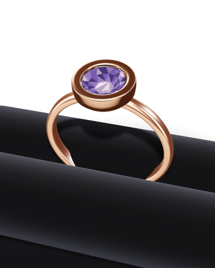 Guldring Rund Ametist Roséguld