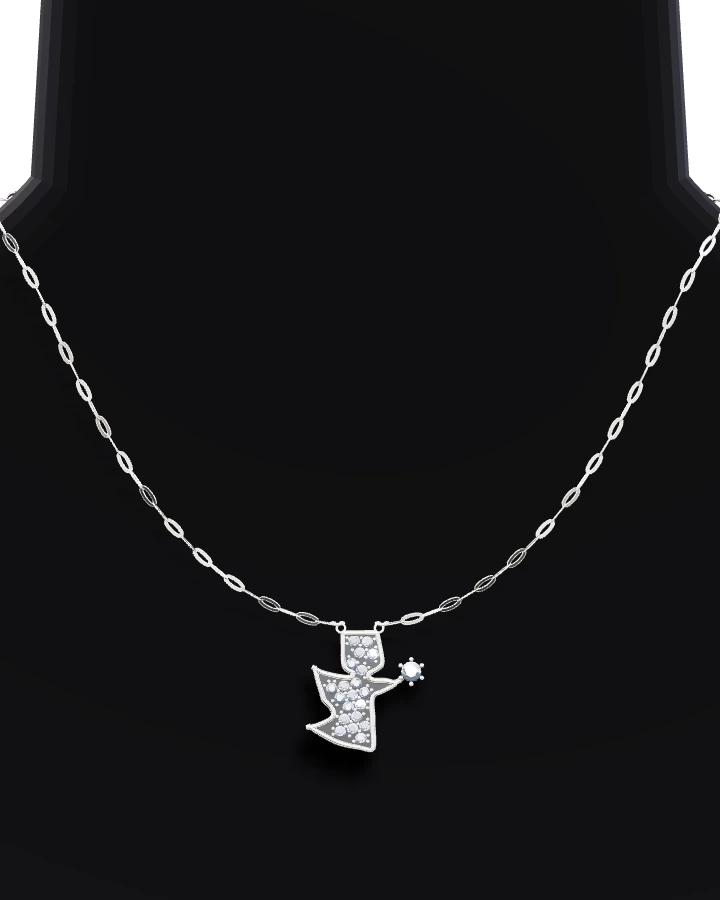 Silverhalsband Ängel med CZ