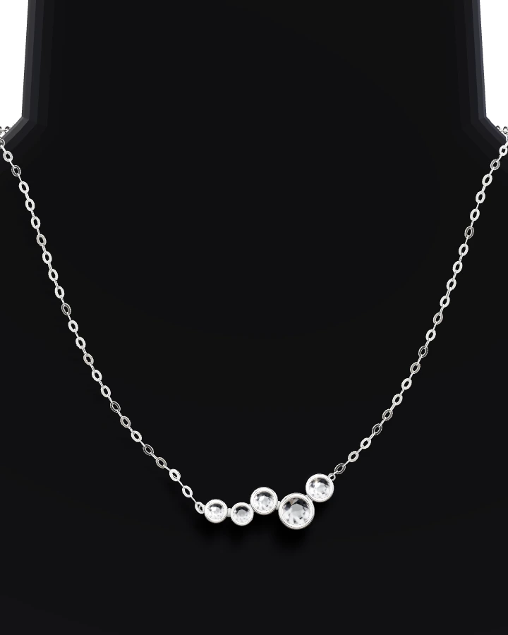 Silverhalsband Asymmetrisk Stenrad CZ