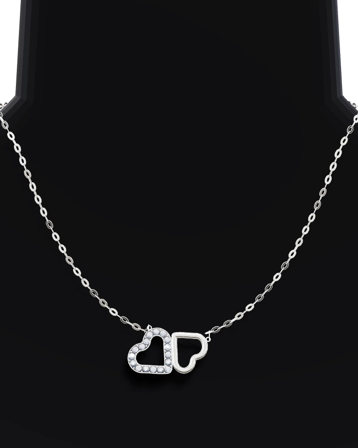 Silverhalsband Blankt och Stensatt Hjärta CZ