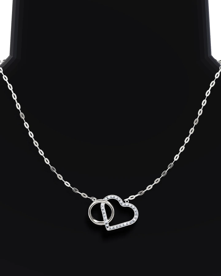Silverhalsband Cirkel och Hjärta CZ
