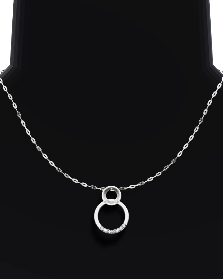 Silverhalsband Dubbelring CZ