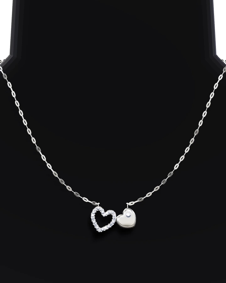 Silverhalsband Dubbla Hjärtan med CZ