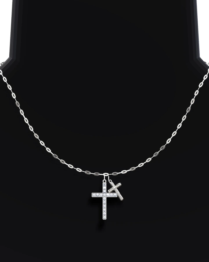 Silverhalsband Dubbla Kors CZ