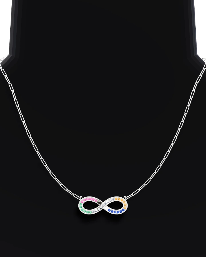 Silverhalsband Evighetstecken Regnbåge CZ