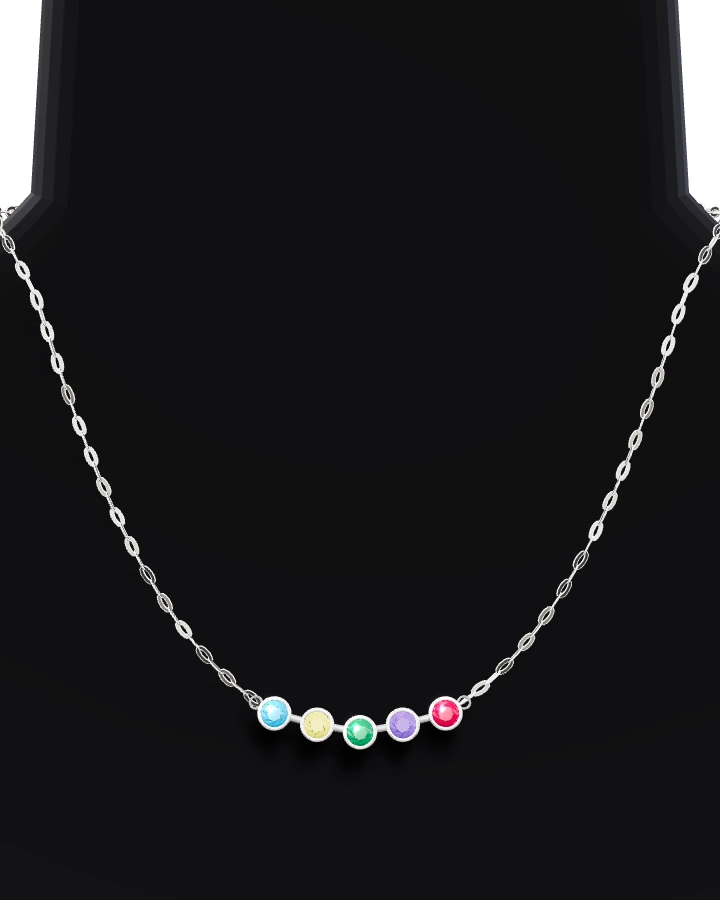 Silverhalsband Fem Färgstenar CZ
