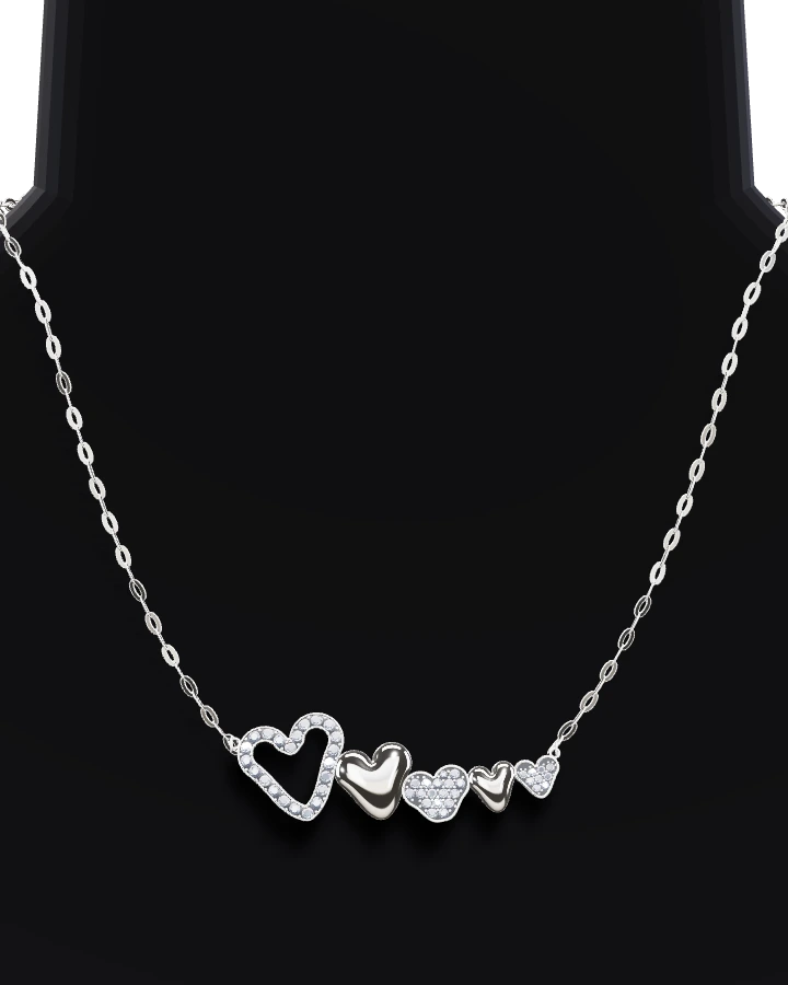 Silverhalsband Fem Hjärtan i Rad CZ