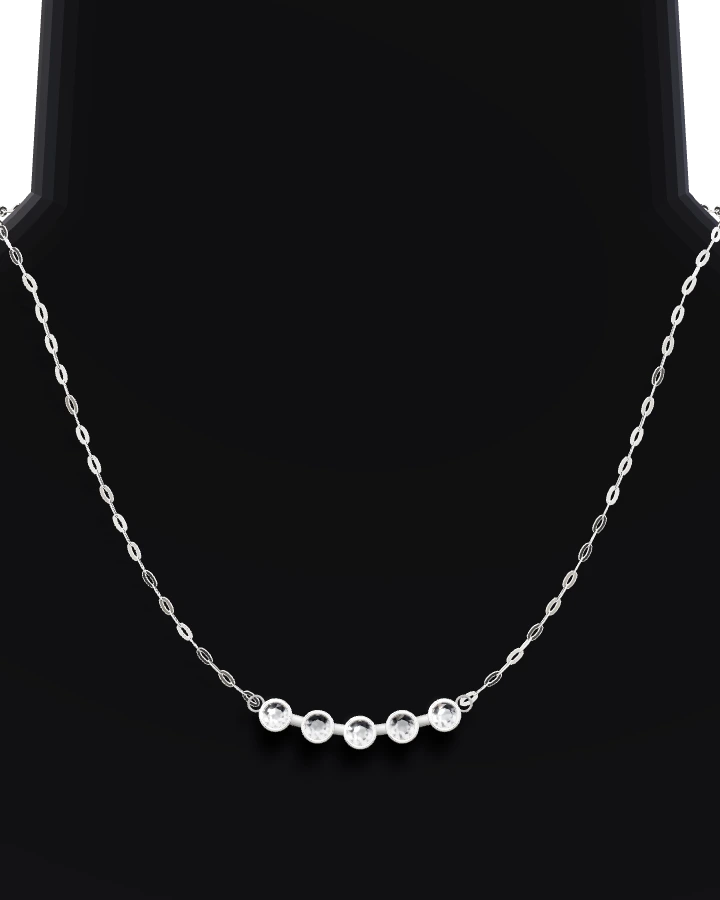 Silverhalsband Fem Infattade Stenar CZ