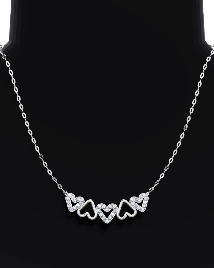 Silverhalsband Fem Öppna Hjärtan CZ