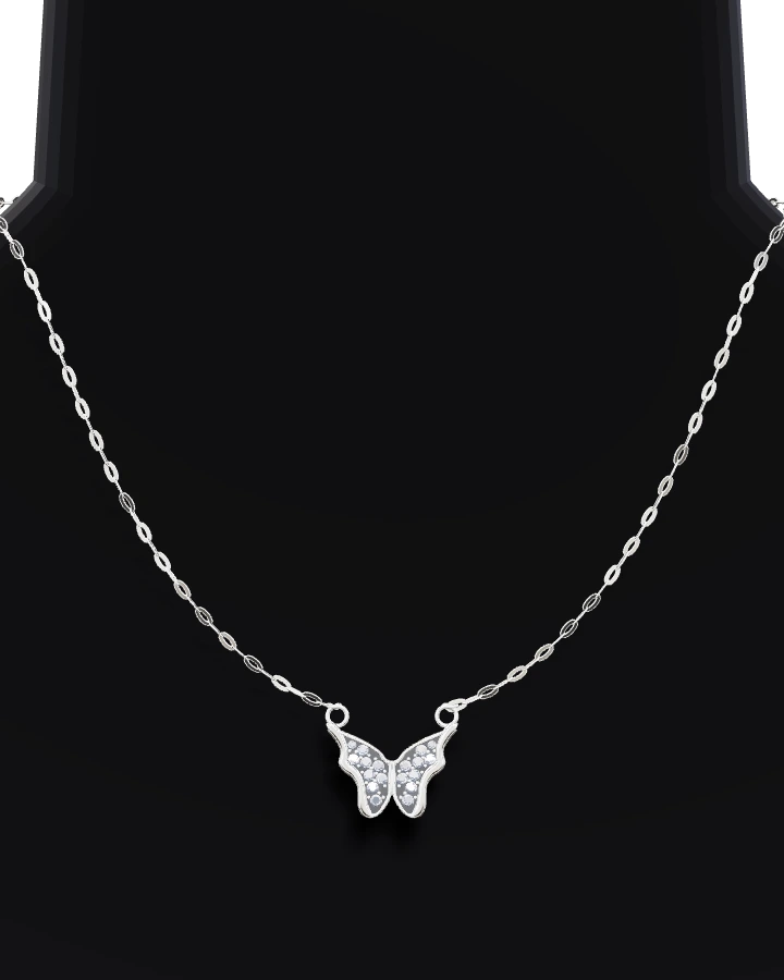 Silverhalsband Fjäril med CZ