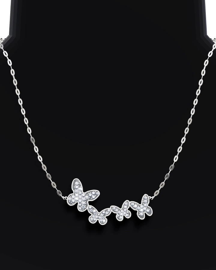 Silverhalsband Fyra Fjärilar CZ