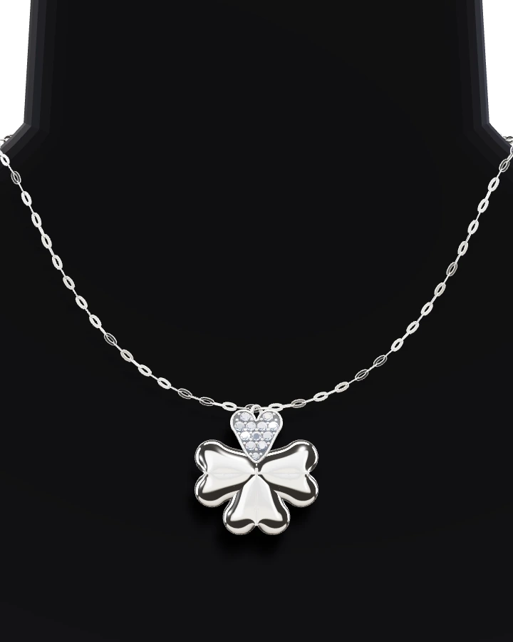 Silverhalsband Fyrklöver med Hjärta CZ