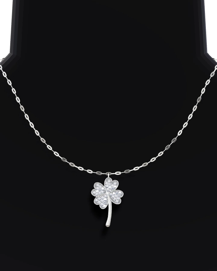Silverhalsband Fyrklöver Pavé CZ
