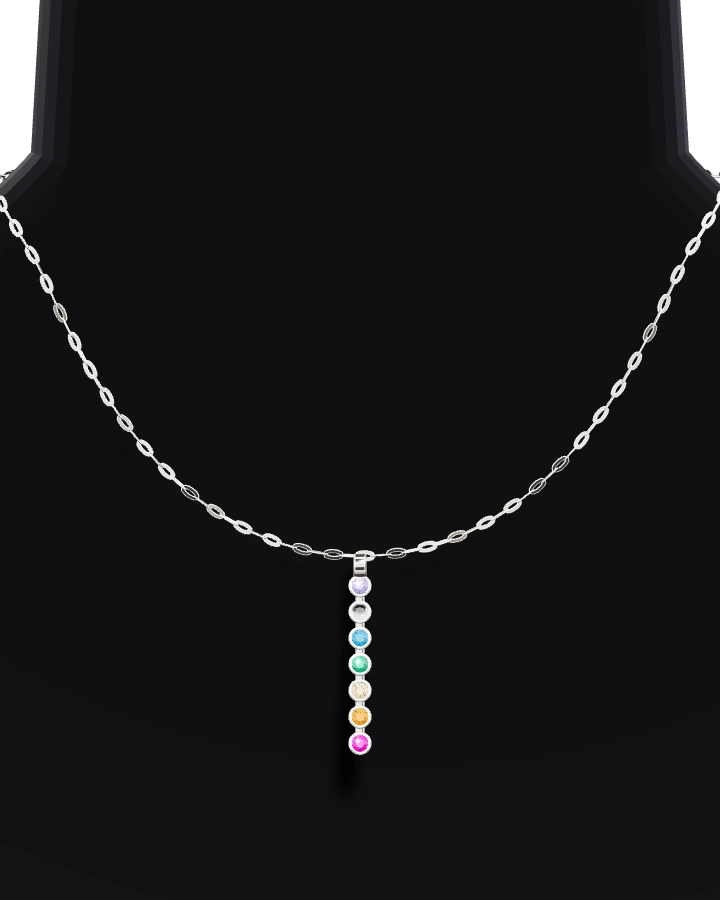 Silverhalsband Hängande Färgstenar CZ
