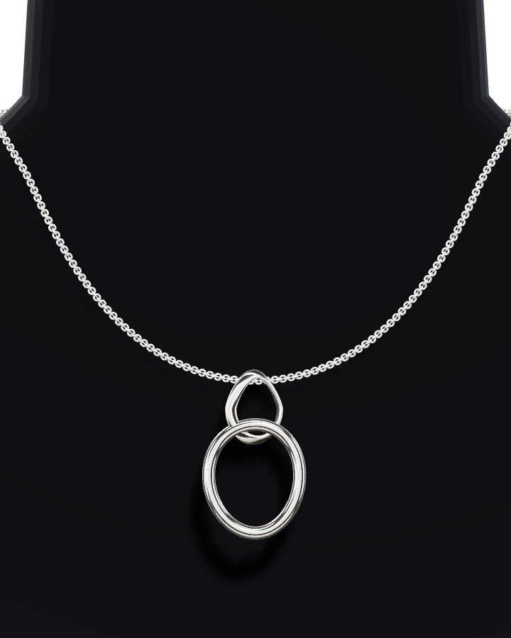 Silverhalsband Hänge med Två Ringar