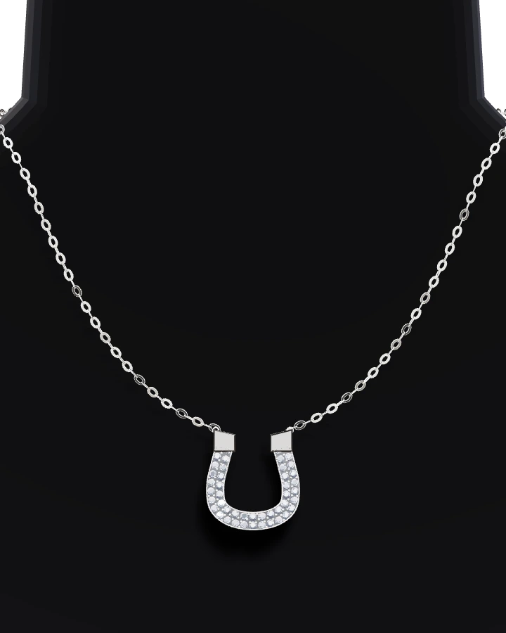 Silverhalsband Hästsko Två Stenrader CZ