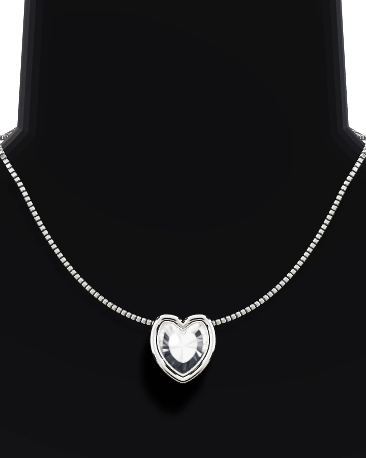 Silverhalsband Hjärta i Blank Ram CZ