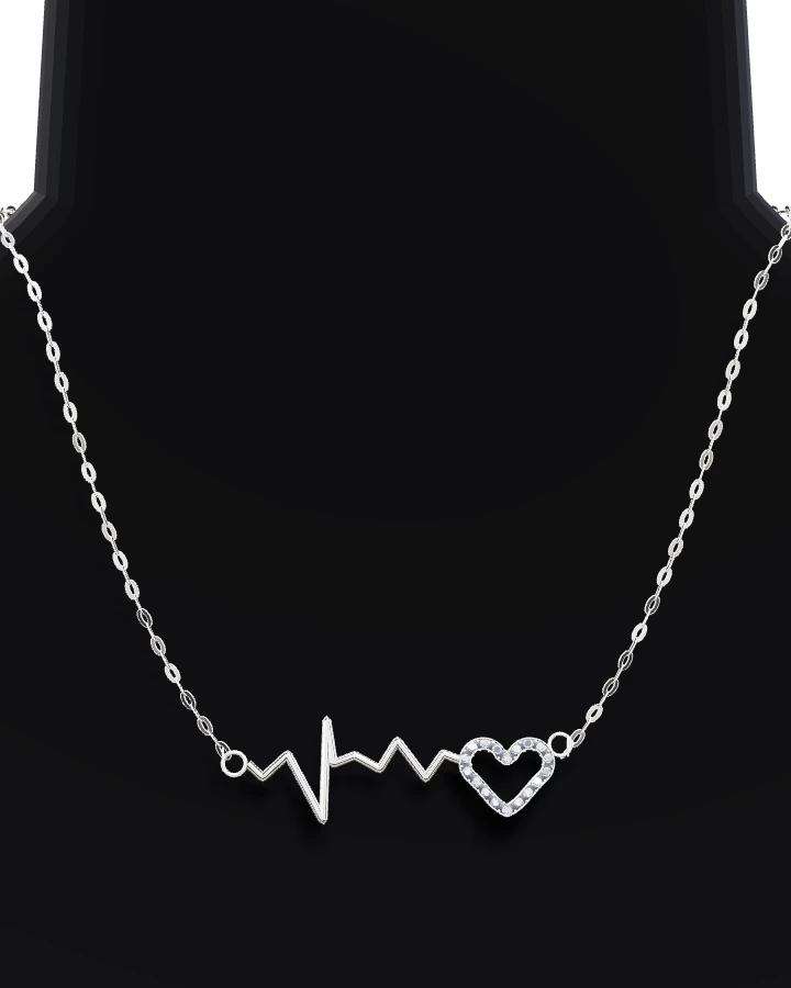 Silverhalsband Hjärtslag Öppet Hjärta CZ