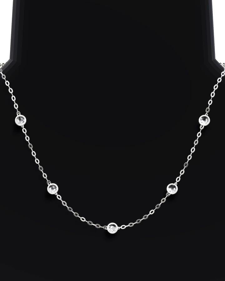 Silverhalsband Kedja med Stenar CZ